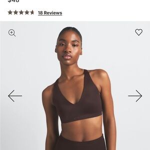 SKIMS Shine V-NECK BRA Dark Brown Sports Bra